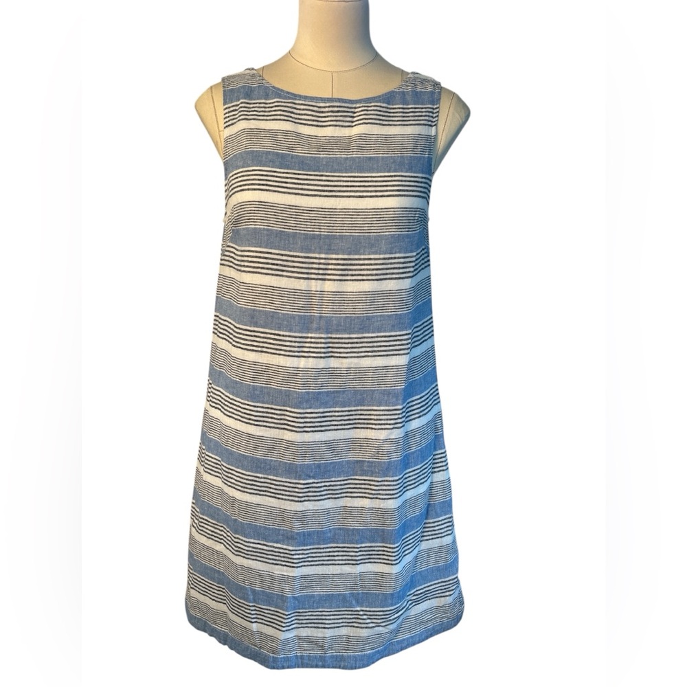 Beach lunch lounge striped sleeveless shift dress